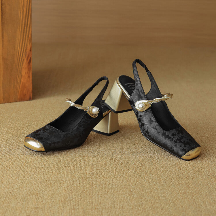 Regina | Slingback effetto broccato