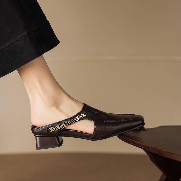 Vyla | Mules in vera pelle con catena