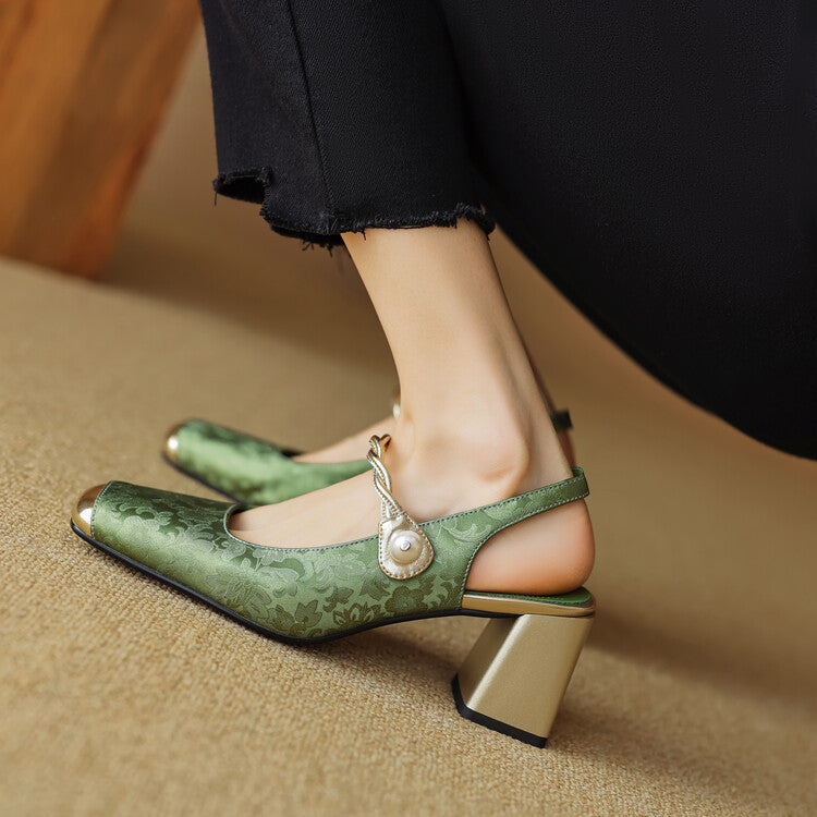 Regina | Slingback effetto broccato