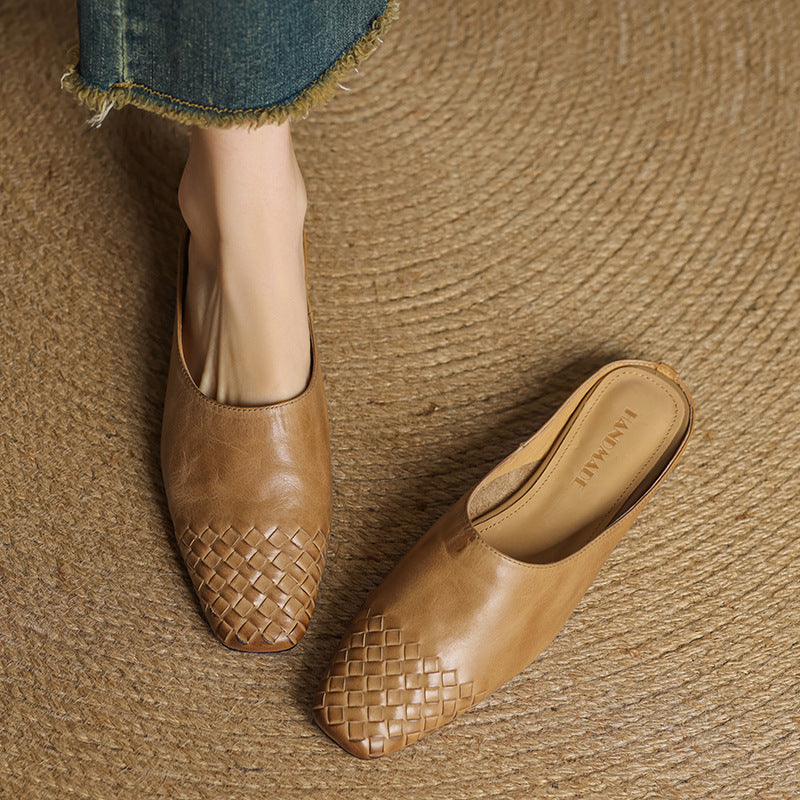 Rea | Mules in vera pelle intrecciata