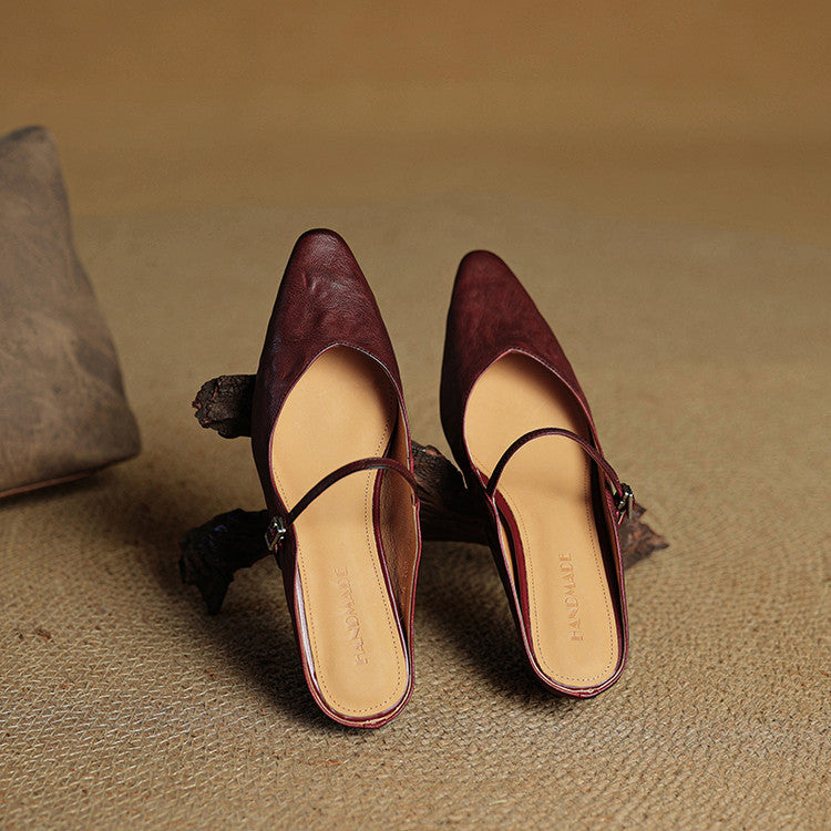 Thalia | Mules in vera pelle con cinturino