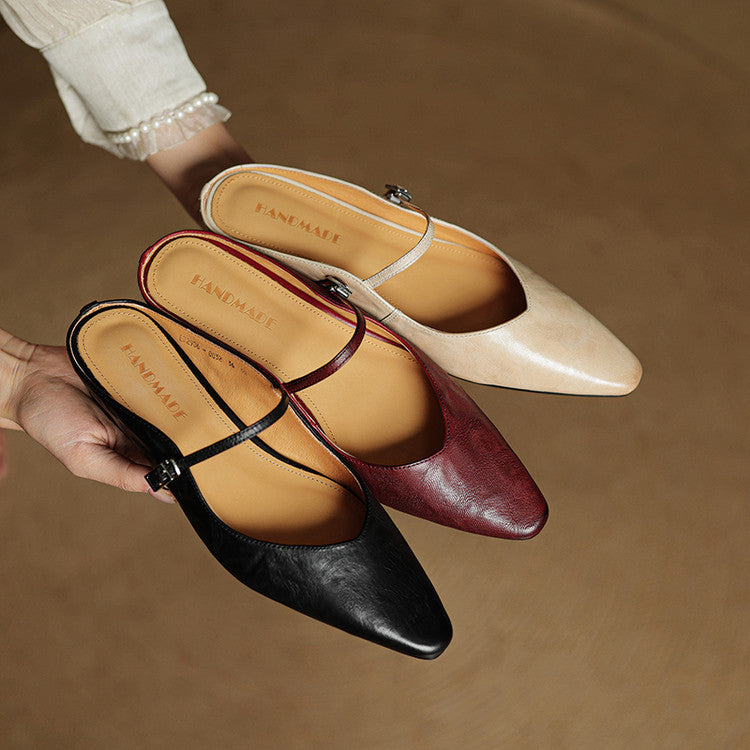 Thalia | Mules in vera pelle con cinturino