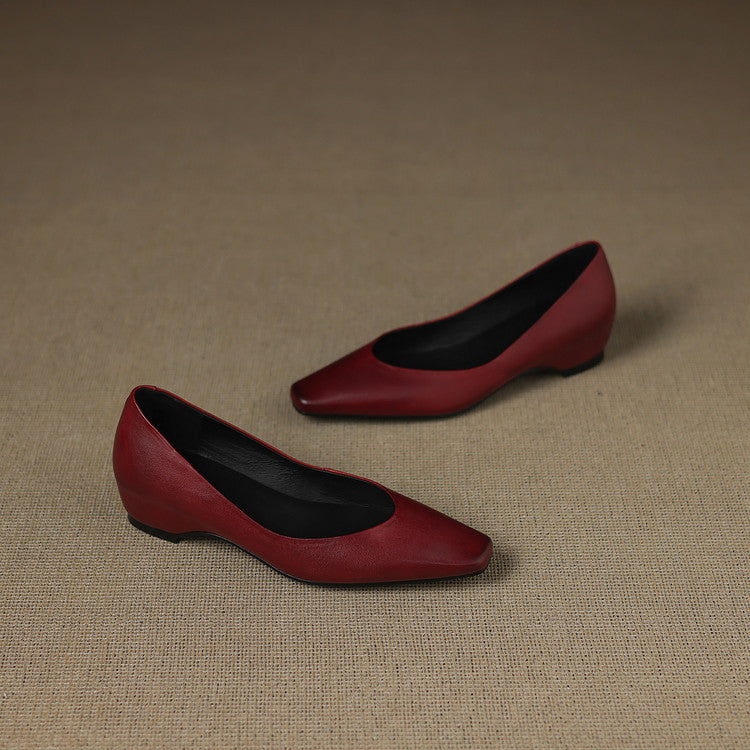 Aldina | Ballerine in vera pelle con zeppa