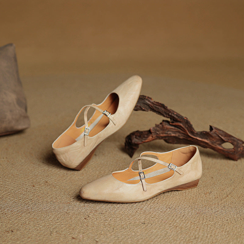 Amara | Ballerine in vera pelle con fasce incrociate