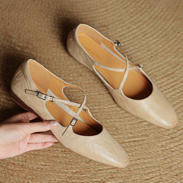 Amara | Ballerine in vera pelle con fasce incrociate