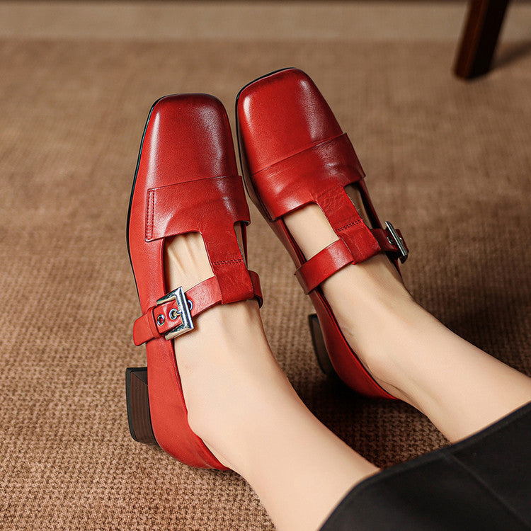 June | Scarpe in vera pelle con cinturino a T