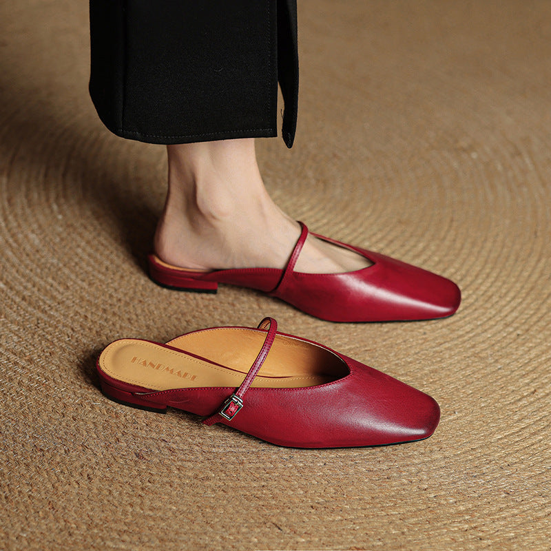 Neva | Mules in vera pelle a punta quadrata