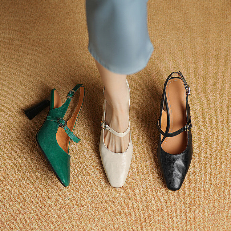 Ezzy | Slingback in vera pelle con doppio cinturino