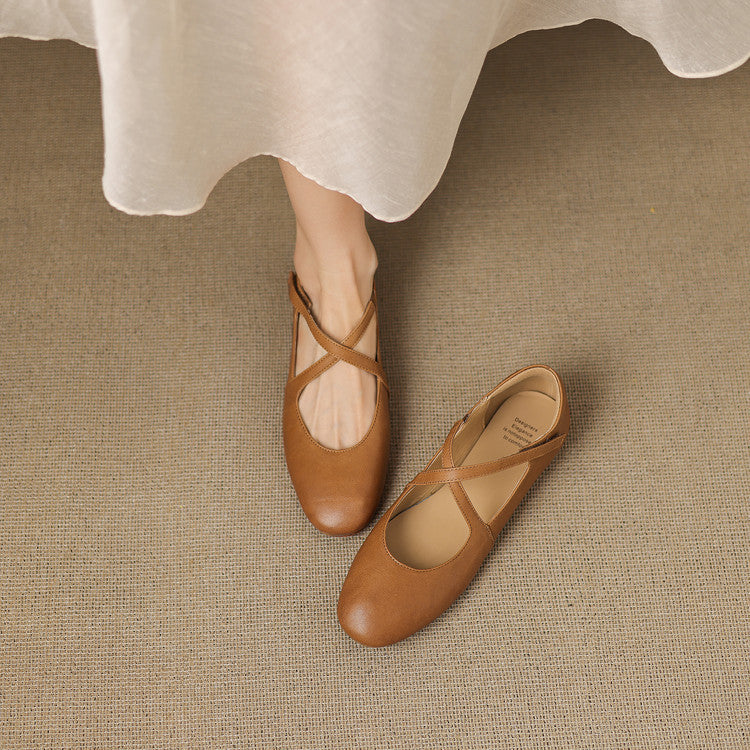 Zeor | Ballerine in vera pelle con fasce incrociate