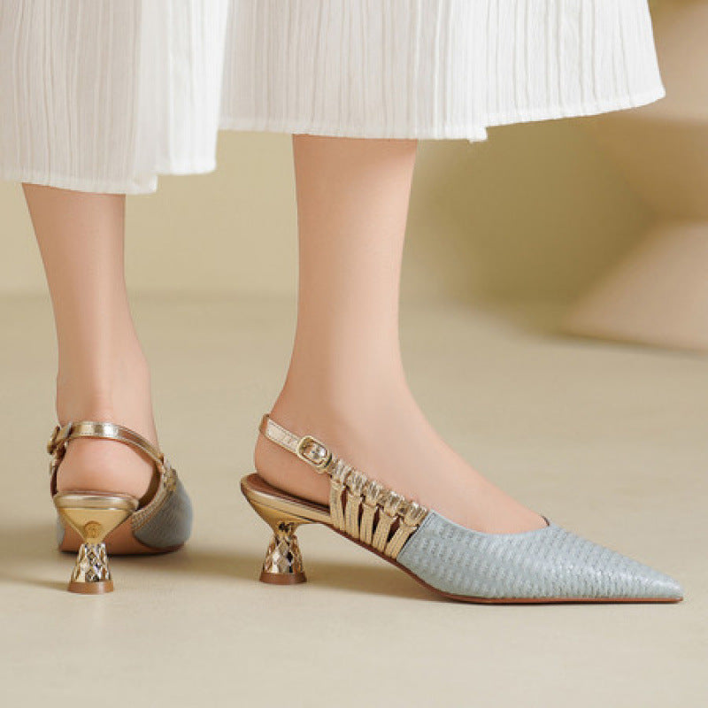 Bianca | Slingback in vera pelle intrecciata