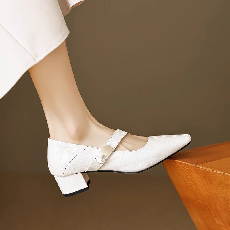 Quera | Mary Jane in vera pelle con morsetto
