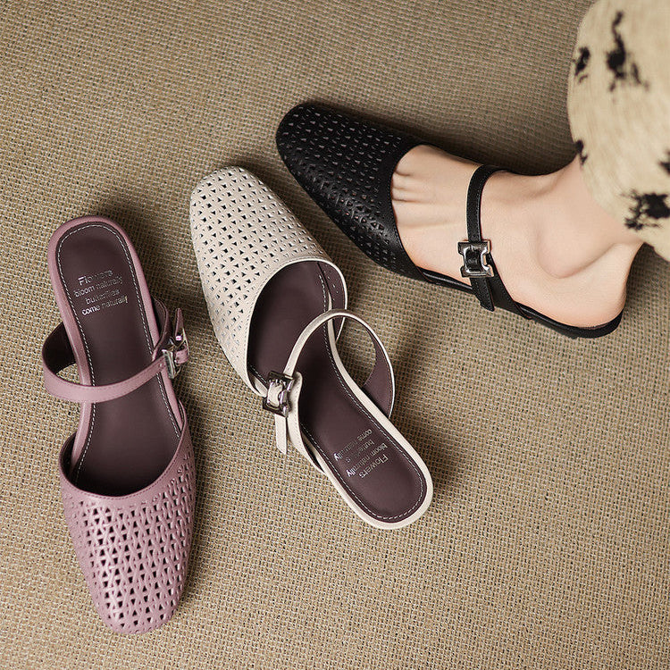 Nilda | Mules in vera pelle traforata