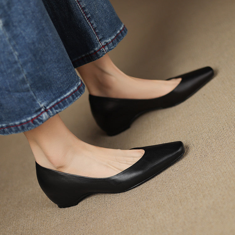 Aldina | Ballerine in vera pelle con zeppa
