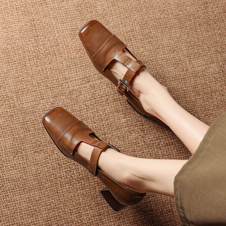 June | Scarpe in vera pelle con cinturino a T