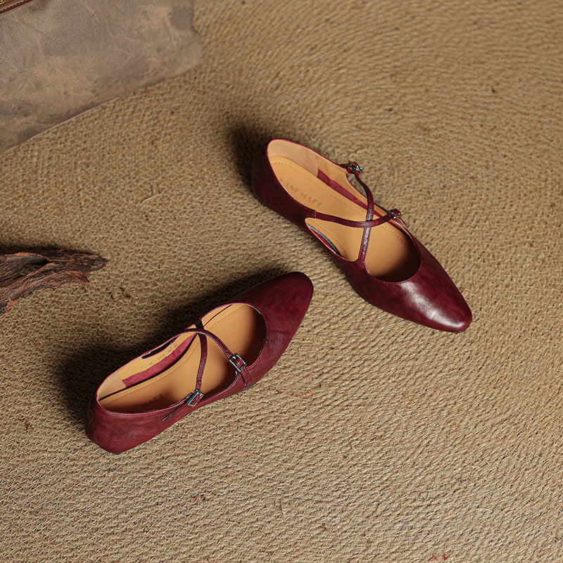 Amara | Ballerine in vera pelle con fasce incrociate