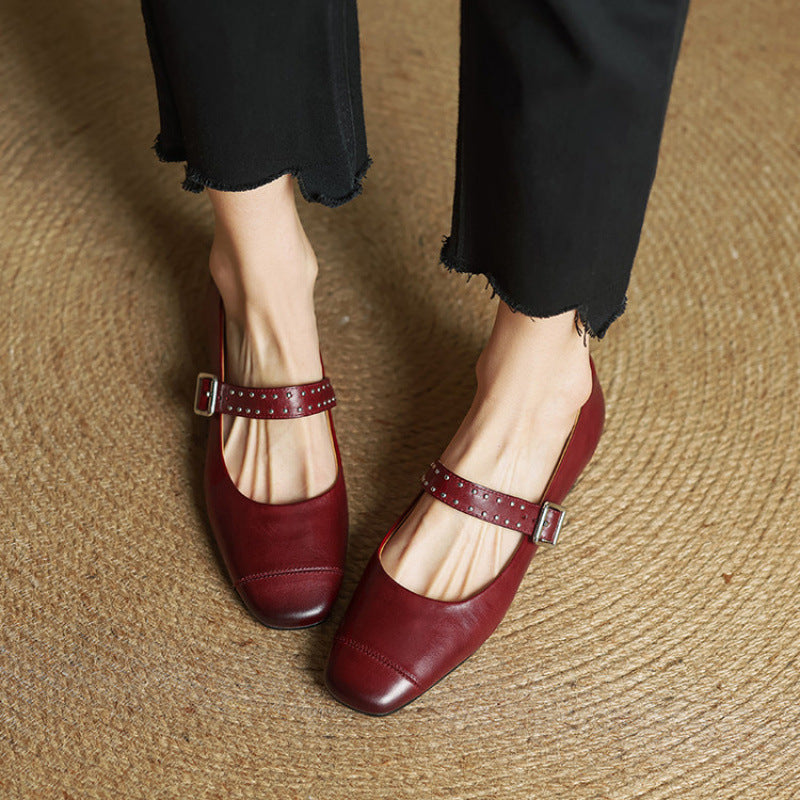 Rima | Mary Jane in vera pelle con borchie