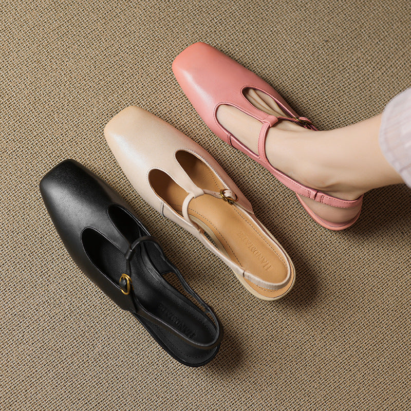 Jessi | Slingback in vera pelle con cinturino a T