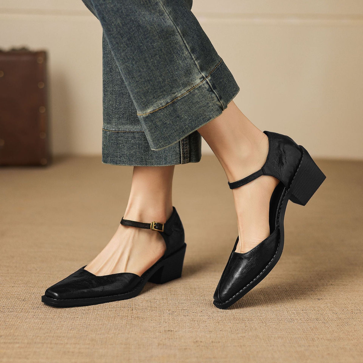 Anna | Mary Jane in vera pelle con plateau