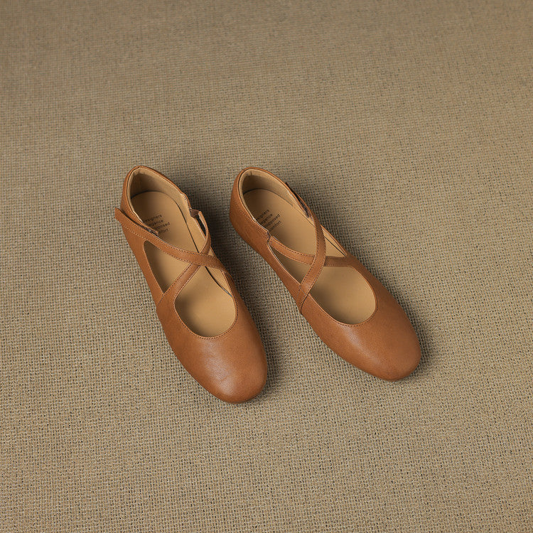 Zeor | Ballerine in vera pelle con fasce incrociate