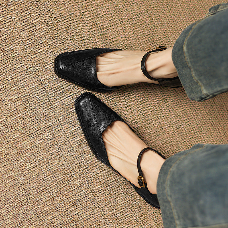 Anna | Mary Jane in vera pelle con plateau