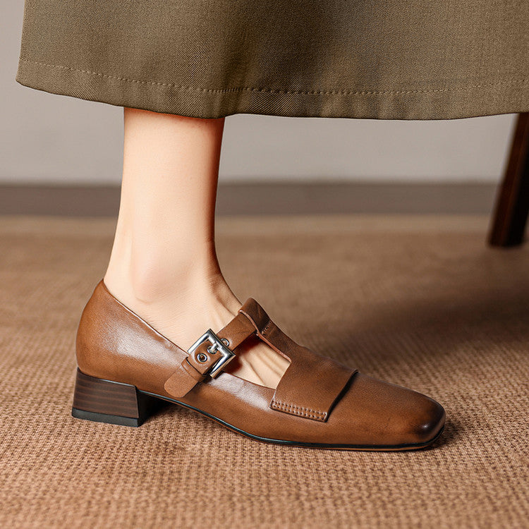 June | Scarpe in vera pelle con cinturino a T