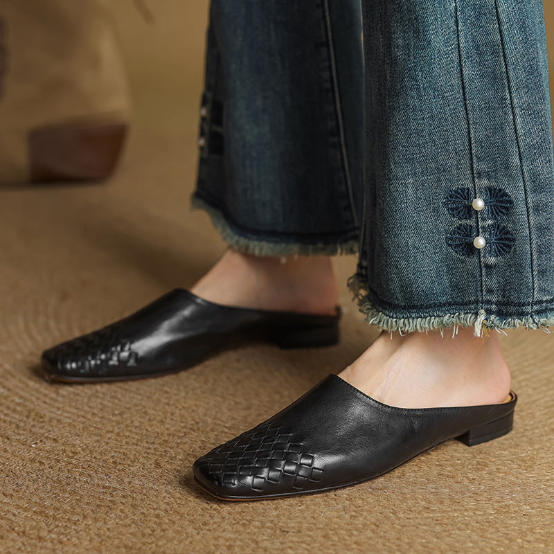 Rea | Mules in vera pelle intrecciata