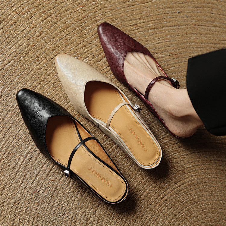 Thalia | Mules in vera pelle con cinturino