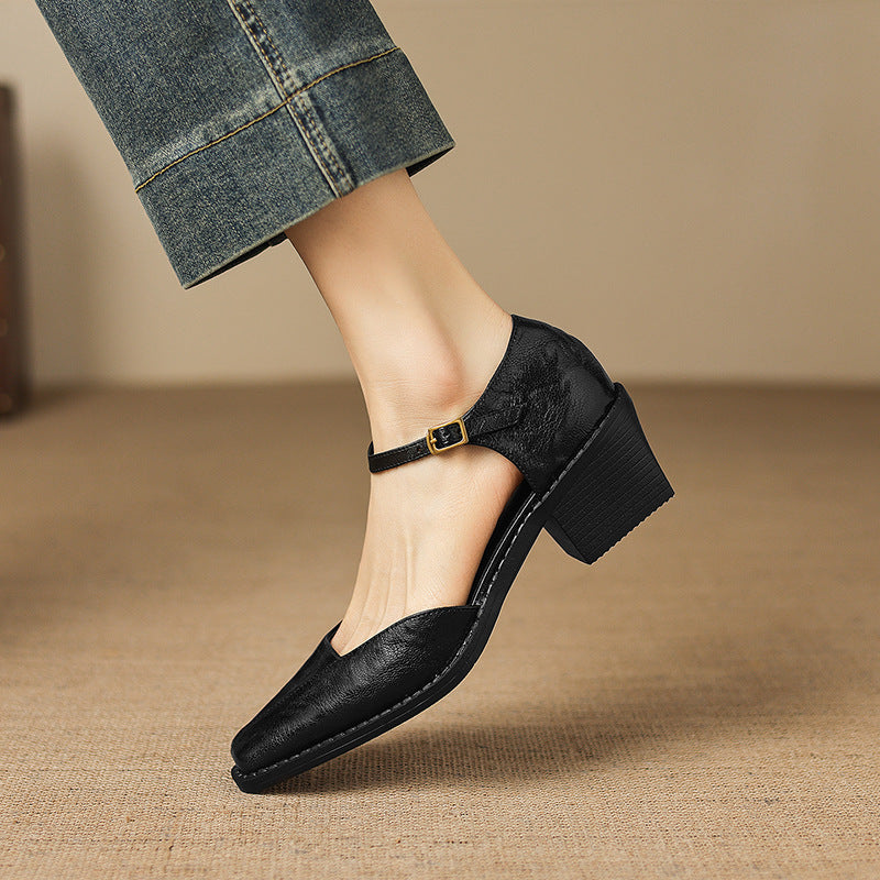 Anna | Mary Jane in vera pelle con plateau