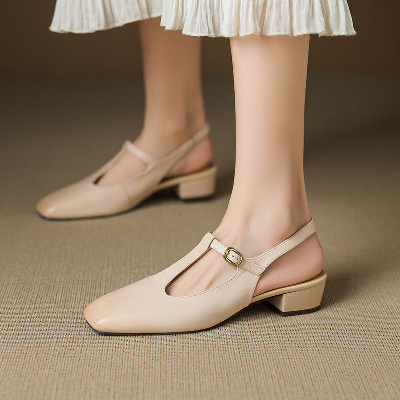 Jessi | Slingback in vera pelle con cinturino a T