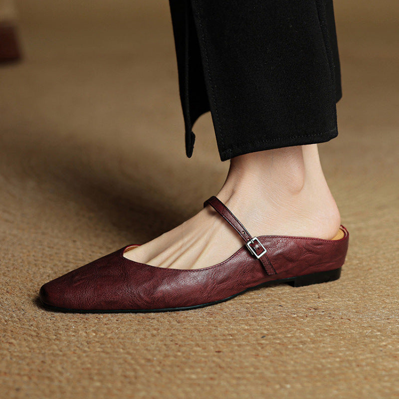 Thalia | Mules in vera pelle con cinturino