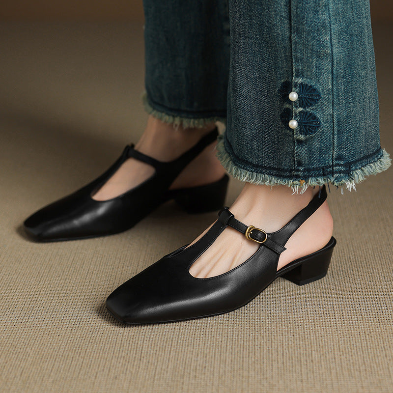 Jessi | Slingback in vera pelle con cinturino a T