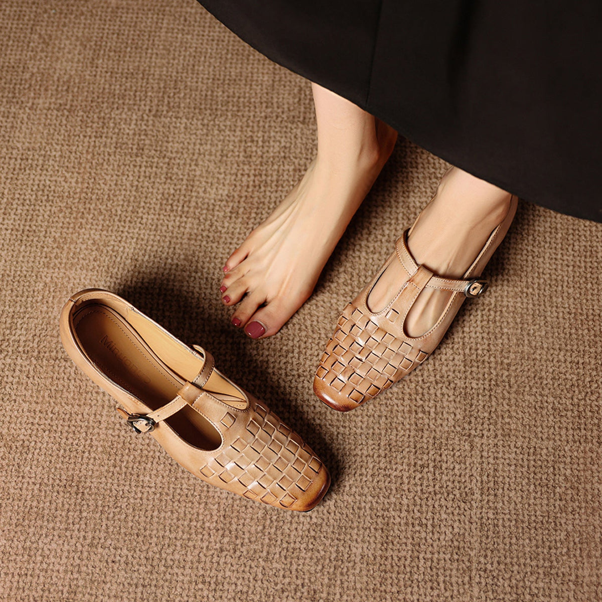 Murel | Mary Jane in vera pelle intrecciata