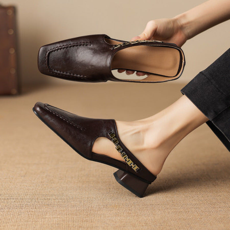 Vyla | Mules in vera pelle con catena