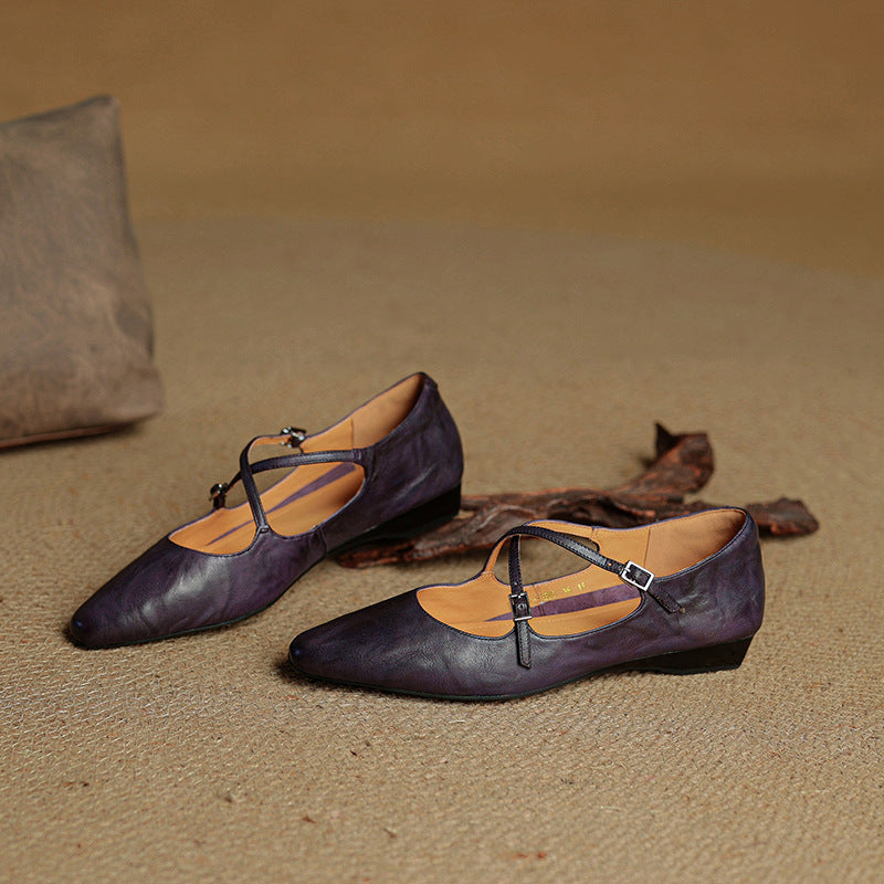 Amara | Ballerine in vera pelle con fasce incrociate