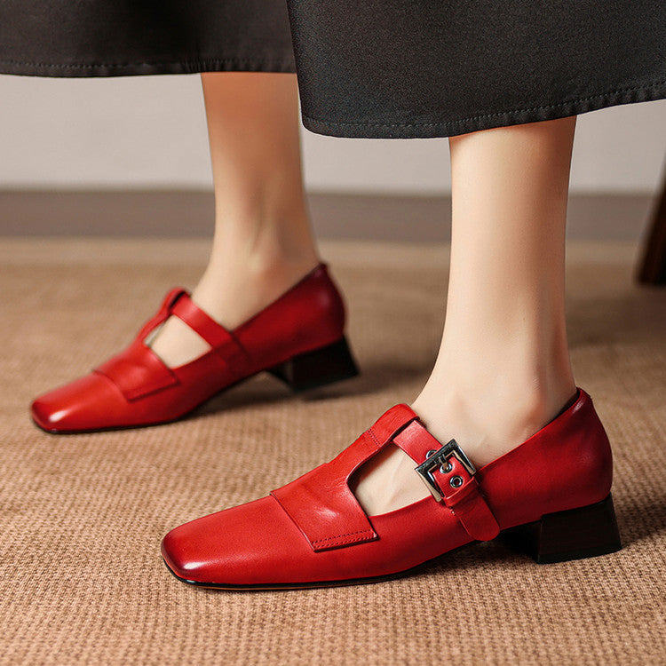 June | Scarpe in vera pelle con cinturino a T
