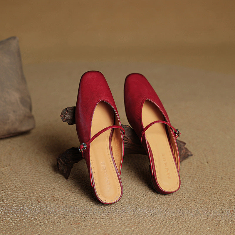 Neva | Mules in vera pelle a punta quadrata