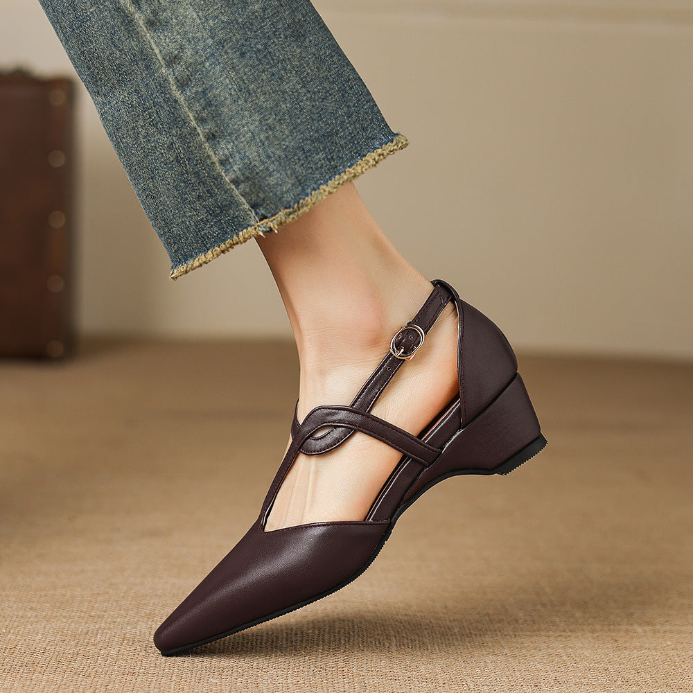 Mia | Scarpe in vera pelle con cinturino a T
