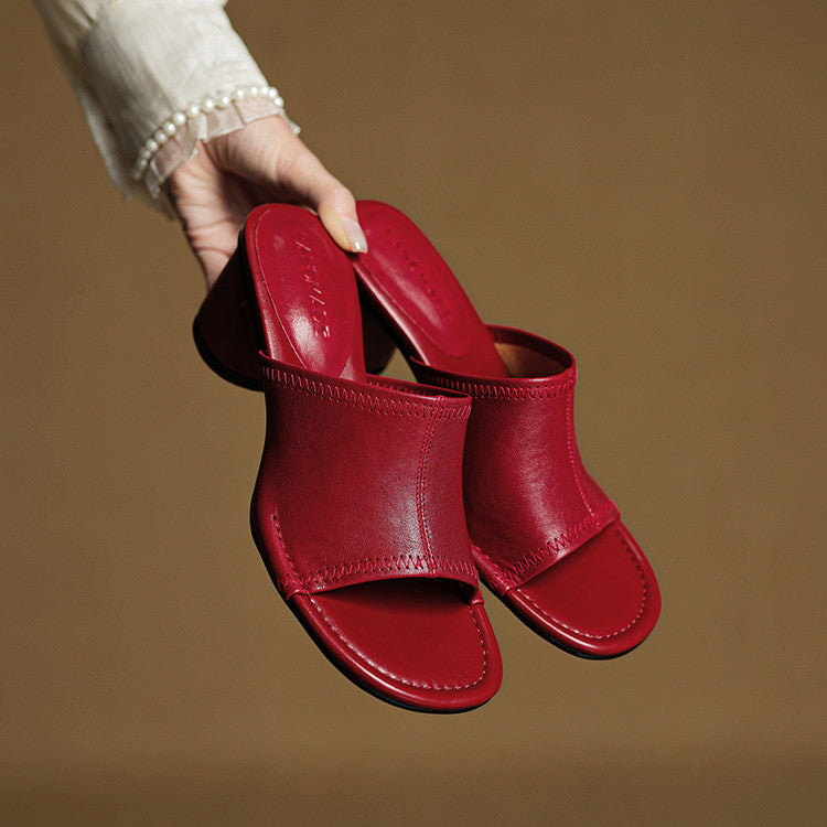 Amira | Mules in vera pelle con tacco cilindrico