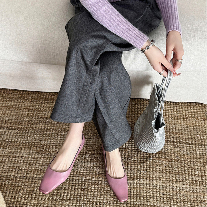 Nilde | Décolleté in vera pelle a punta quadrata