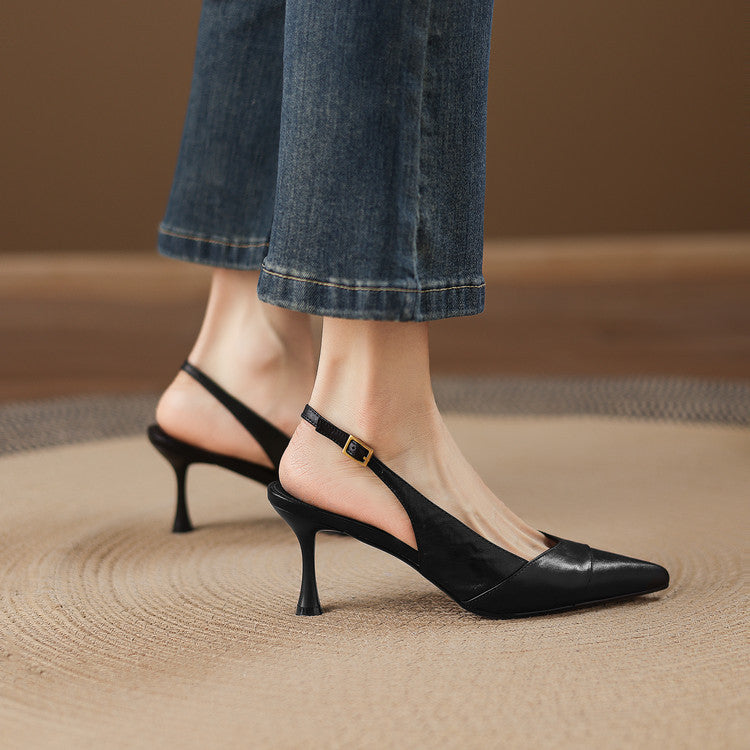 Myla | Slingback in vera pelle con tacco a matita