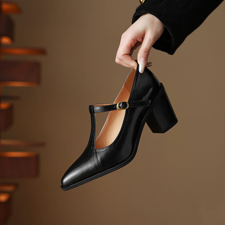 Raiza | Scarpe in vera pelle con cinturino a T