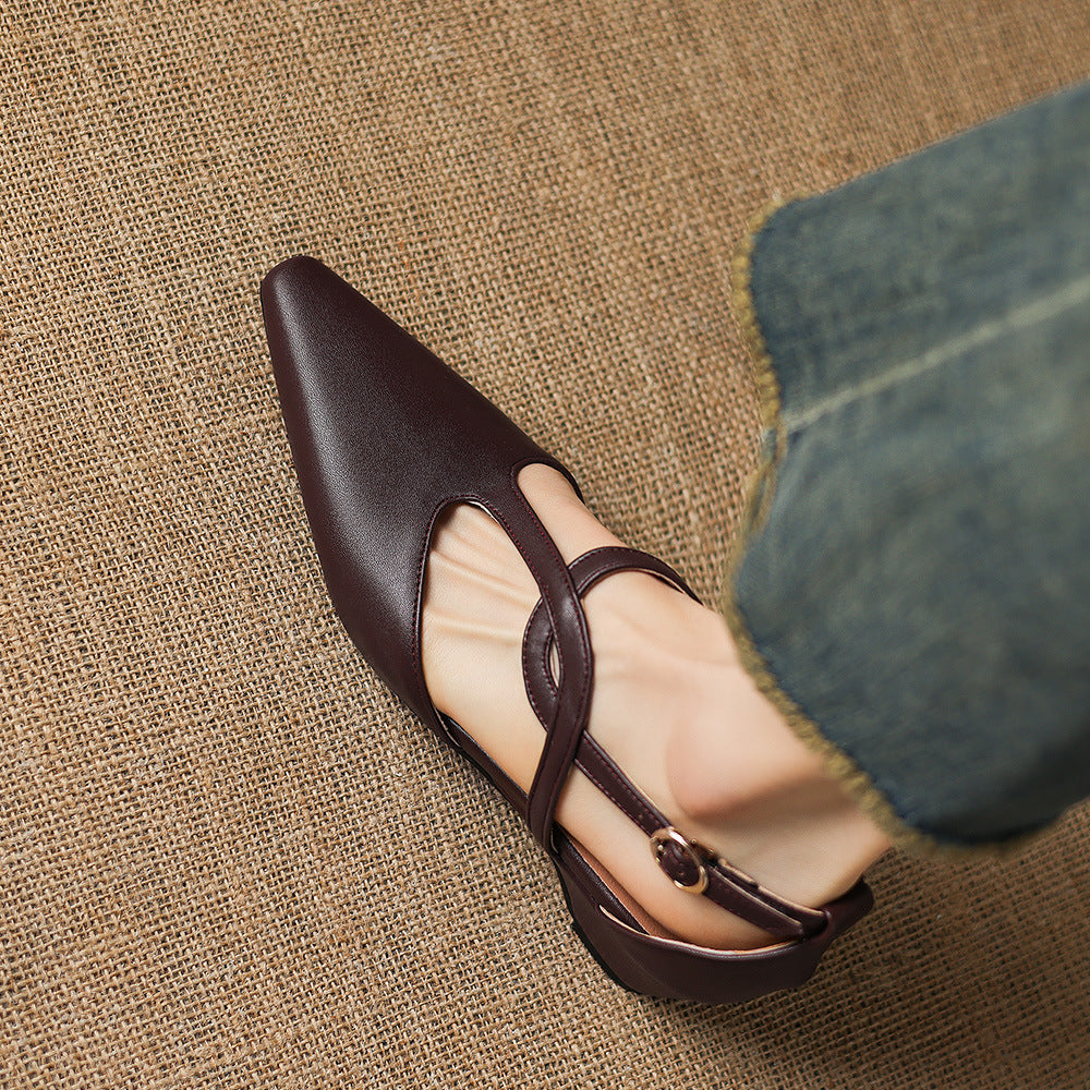 Mia | Scarpe in vera pelle con cinturino a T