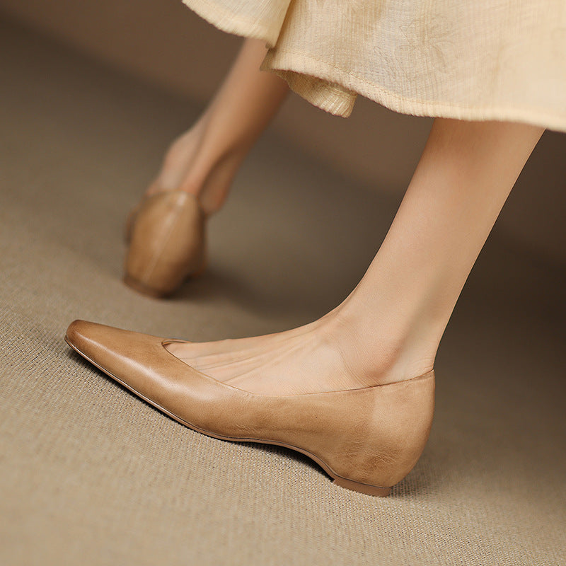 Aldina | Ballerine in vera pelle con zeppa
