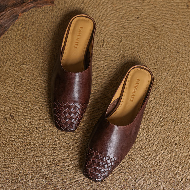 Rea | Mules in vera pelle intrecciata