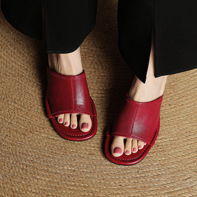 Amira | Mules in vera pelle con tacco cilindrico