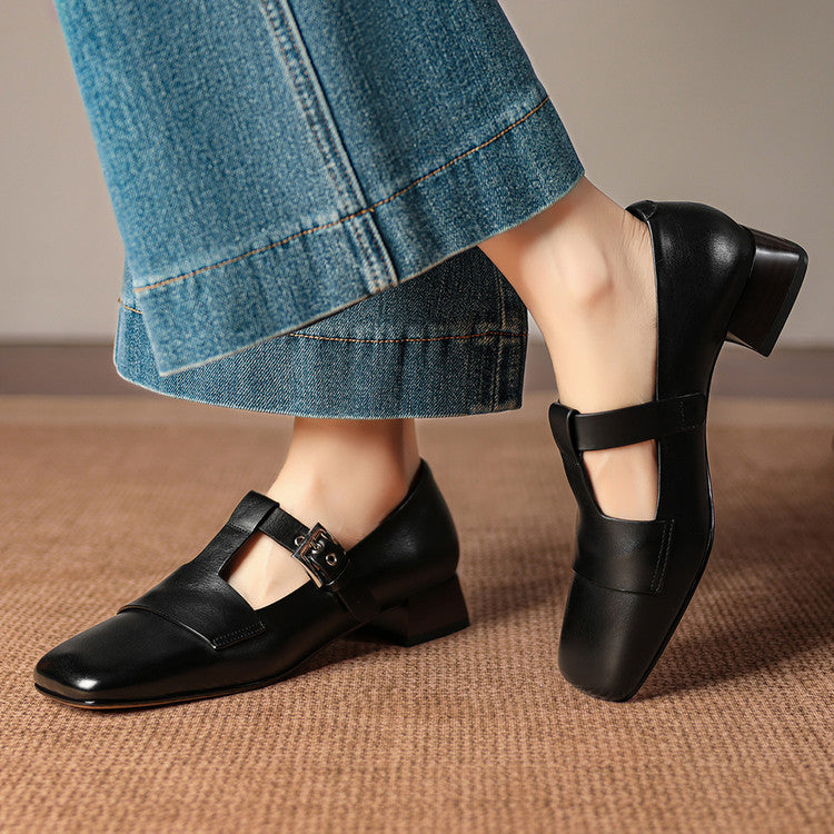 June | Scarpe in vera pelle con cinturino a T
