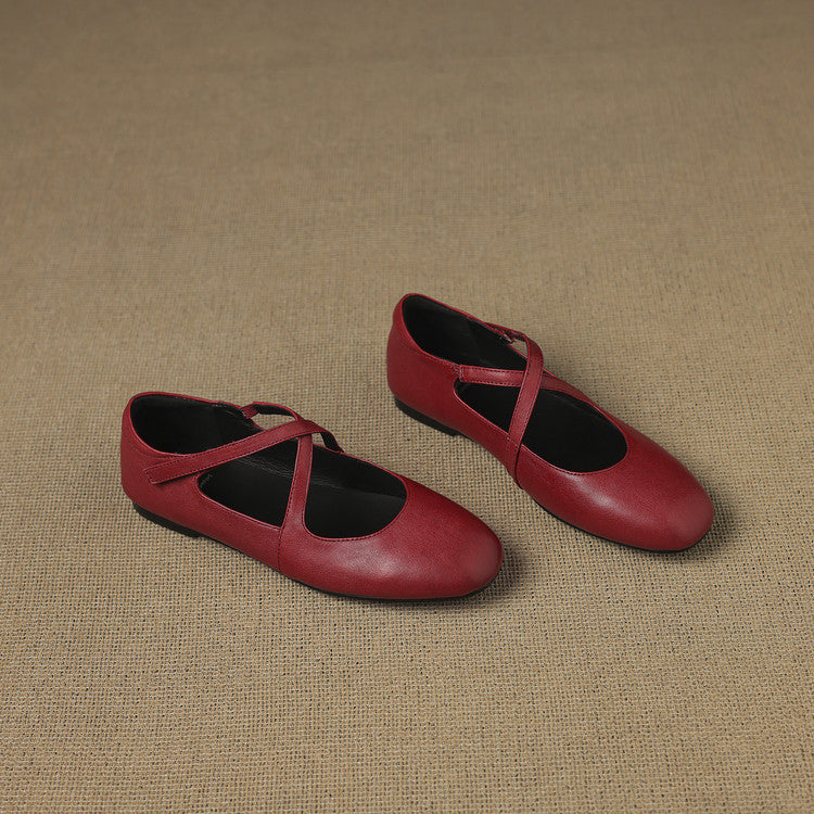 Zeor | Ballerine in vera pelle con fasce incrociate