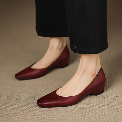 Aldina | Ballerine in vera pelle con zeppa