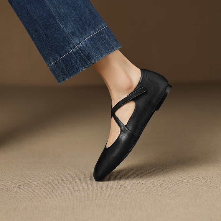 Zeor | Ballerine in vera pelle con fasce incrociate