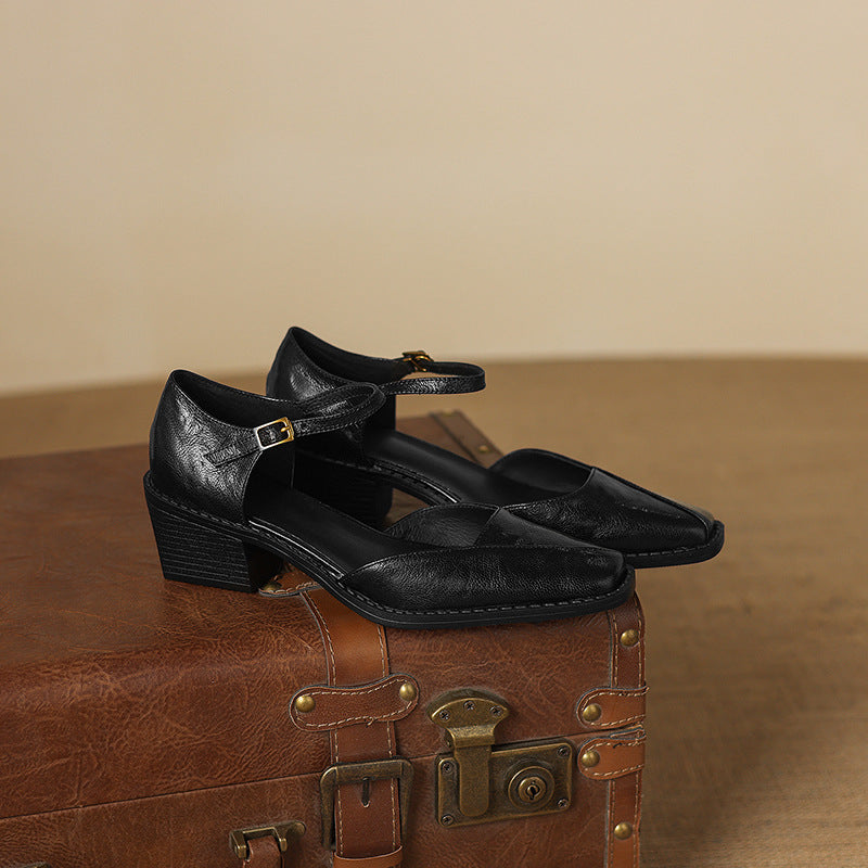 Anna | Mary Jane in vera pelle con plateau
